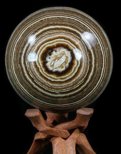 Polished, Banded Aragonite Sphere - Morocco #56986